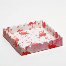 Коробка для печенья "Фламинго" 15х15х3см белый